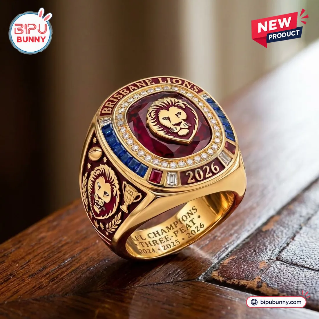 Brisbane Lions AFL Champions 2024-2026 Three-Peat Ring Brisbane Lions AFL Champions 2024-2026 Three-Peat Ring