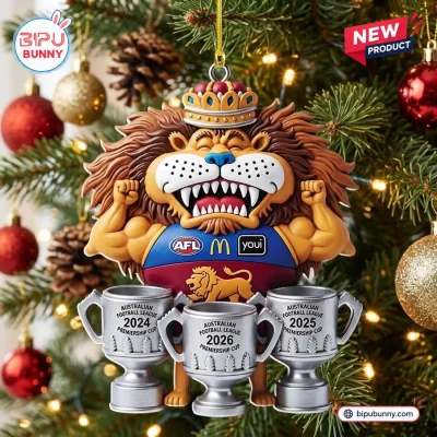 Brisbane Lions AFL Threepeat Trophy Acrylic Ornament