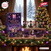 Front view of the BTS 2026 World Tour Purple Advent Calendar box displayed with mini figures on a mantle.