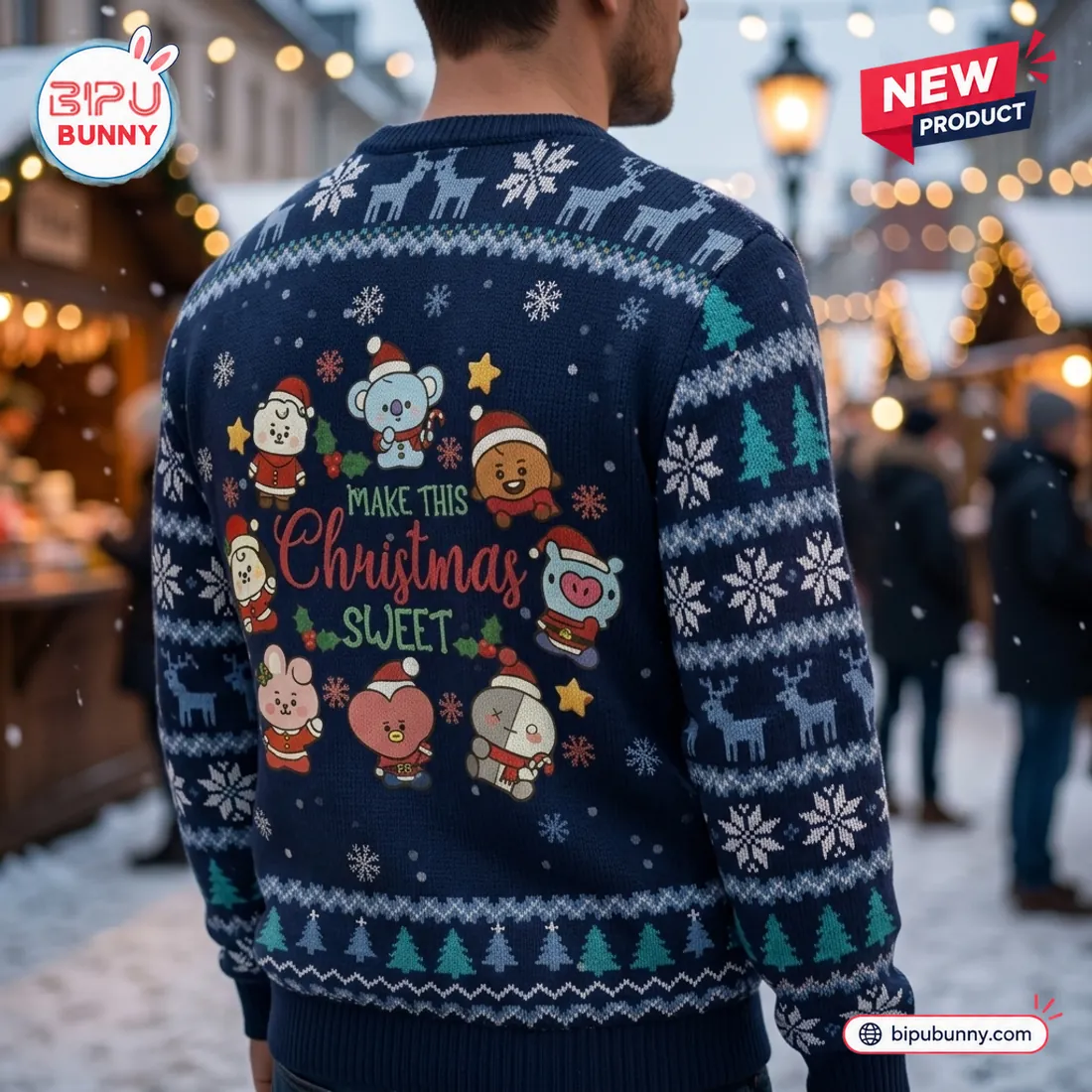BTS BT21 Make This Sweet Ugly Christmas Sweater BTS BT21 Make This Sweet Ugly Christmas Sweater