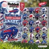 Front view of the Buffalo Bills Riddell Mini Helmet Advent Calendar packaging and displayed mini helmet collection set.