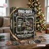Front view of the Call of Duty 23rd Anniversary Advent Calendar on a wooden table with scattered acrylic charms.