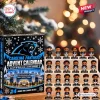 Front view of a Carolina Panthers Christmas Advent Calendar with mini figures and packaging.