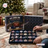 Front view of a Chicago Cubs Baseball Christmas Advent Calendar with open compartments revealing sports ornaments.