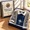 Front view of a Christian Dior Premium Polo Shirt inside a decorative box with Knights of Columbus branding.