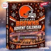 Front view of the Cleveland Browns NFL Advent Calendar featuring a stadium design, helmet logo, and snowflakes.