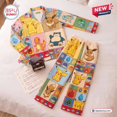 Cute Pokémon Patchwork Pajama Set