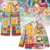 Front view of Cute Pokémon Patchwork Pajama Set with colorful cartoon characters.