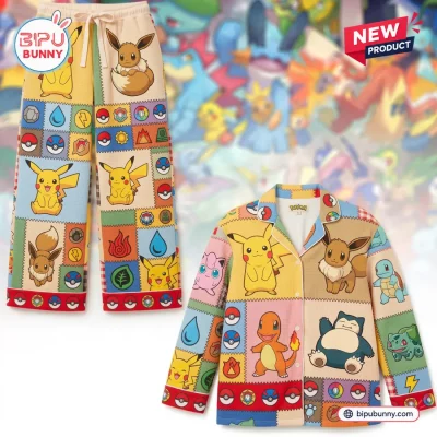 Cute Pokémon Patchwork Pajama Set