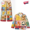Front view of Cute Pokémon Patchwork Pajama Set with multi-colored character panels.