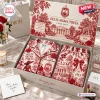Unboxed red and white Delta Sigma Theta Satin Pajama Set featuring Toile de Jouy style architectural motifs.