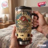 Front view of Desert Storm 35th Anniversary Stanley Tumbler with military graphics and palm trees.