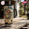 Front view of Desert Storm 35th Anniversary Stanley Tumbler with military emblem.