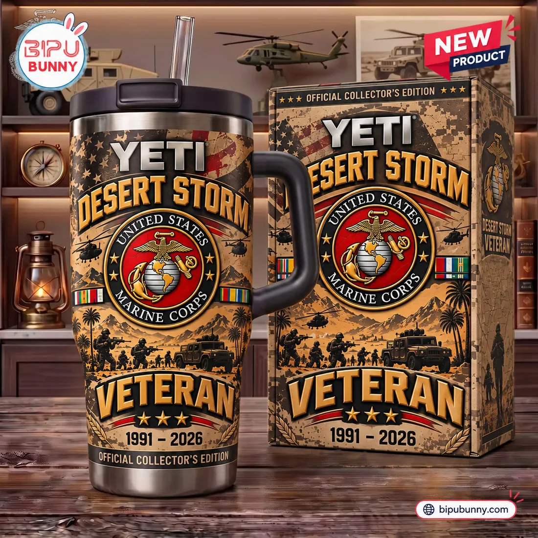 Desert Storm Marine Corps YETI Tumbler Cup Desert Storm Marine Corps YETI Tumbler Cup
