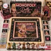 Top down view of Dolly Parton Collector Edition Monopoly Board Game layout with tokens and money.