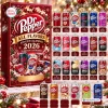 Front view of the Dr Pepper All Flavors Advent Calendar 2026 showing twenty-four numbered soda can compartments.