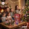 Family gathered around a holiday table featuring the Dr Pepper All Flavors Advent Calendar 2026.