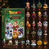 Front view of the Dragon Ball 40th Anniversary Z-Fighters 2026 Advent Calendar box alongside twenty-four numbered holiday figures.