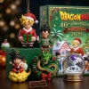 Front view of the Dragon Ball 40th Anniversary Z-Fighters 2026 Advent Calendar with holiday figurines.