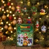 Front view of the Dragon Ball 40th Anniversary Z-Fighters 2026 Advent Calendar box with hanging holiday ornaments.