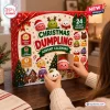 Close-up of a child opening a Dumpling Squishy Toy Advent Calendar, revealing a festive toy.