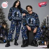 Front view of two models wearing the Evanescence Winter Wonderland Sweater and Jogger Set with winter graphics.