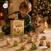 Boy opening the Everyday Corgi Advent Calendar 2026 with miniature figurines.