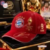 Front view of an FC Bayern Munich Red Harry Kane Signed Baseball Cap with gold crest and signature.