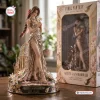 Front view of Final Fantasy Aerith Gainsborough 40th Anniversary vinyl figure next to its decorated packaging box.
