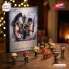 Front view of Final Fantasy VII 30th Anniversary Advent Calendar box with several character figurines on a wooden surface.