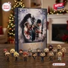 Front view of Final Fantasy VII 30th Anniversary Advent Calendar box with collectible figurines arranged on a wooden table.