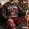 Front view of a person wearing a Five Finger Death Punch Christmas Sweater Jogger Set.