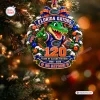 Close-up of Florida Gators 120 Years 1906-2026 Resin Ornament hanging on a Christmas tree.