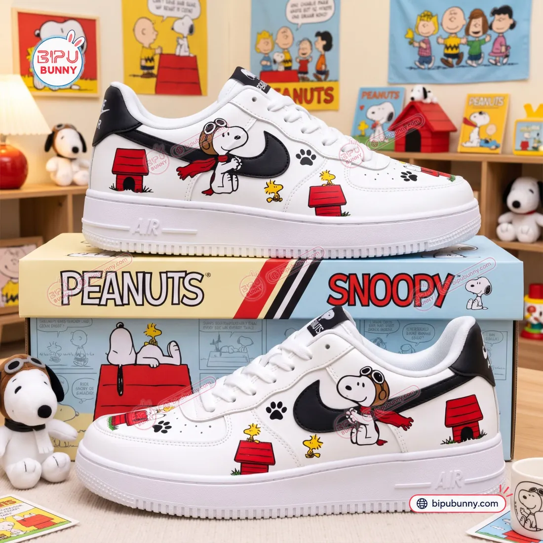 Flying Ace Snoopy Low-Top Air Force Sneakers Flying Ace Snoopy Low-Top Air Force Sneakers
