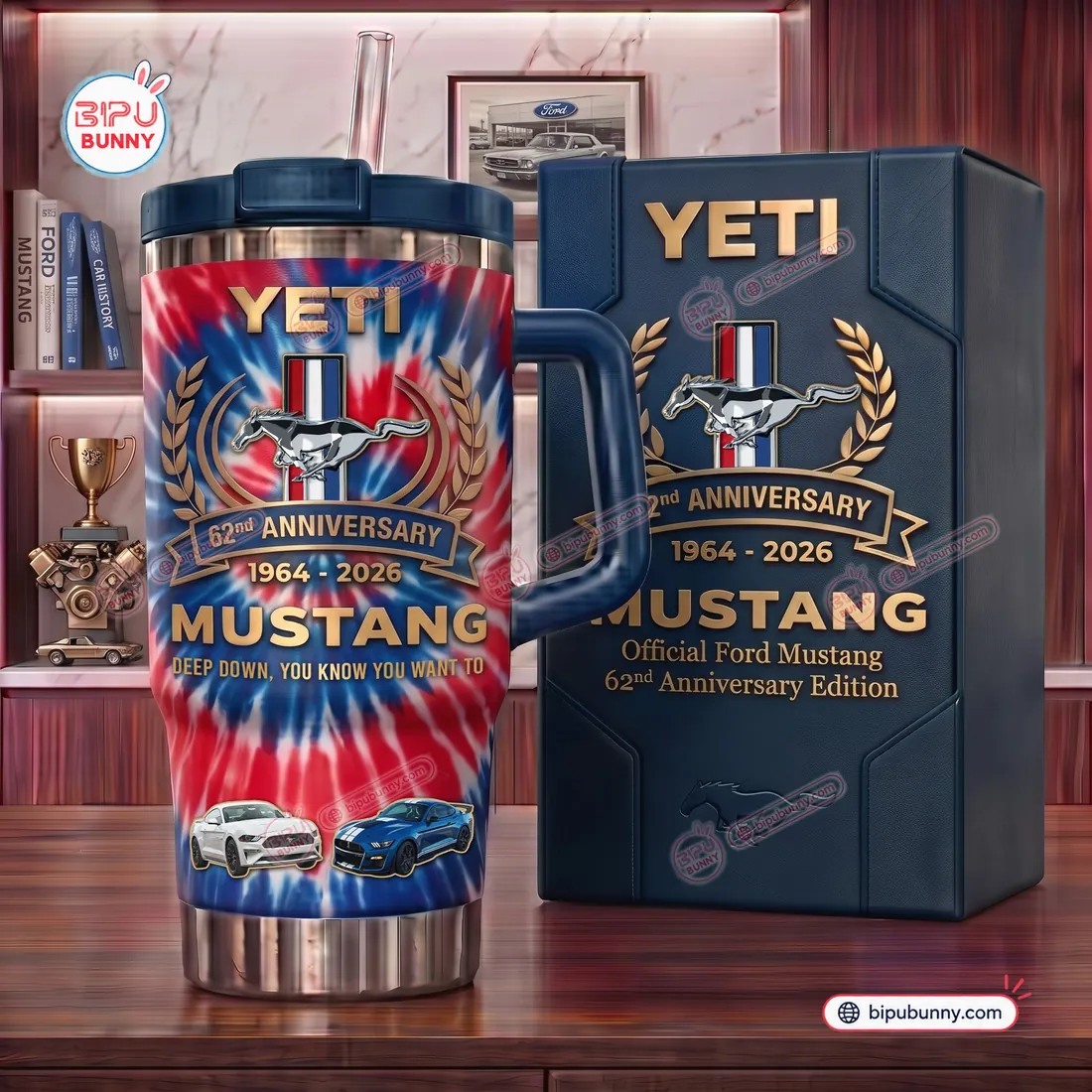 Ford Mustang 62nd Anniversary Handle Tumbler Ford Mustang 62nd Anniversary Handle Tumbler