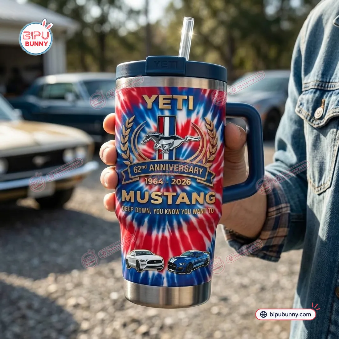 Ford Mustang 62nd Anniversary Handle Tumbler Ford Mustang 62nd Anniversary Handle Tumbler