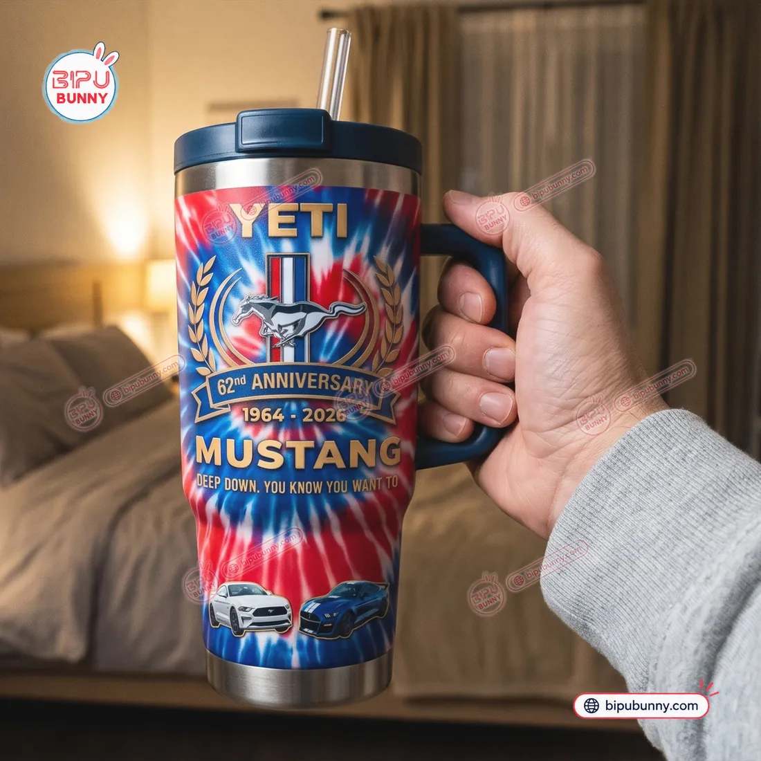 Ford Mustang 62nd Anniversary Handle Tumbler Ford Mustang 62nd Anniversary Handle Tumbler