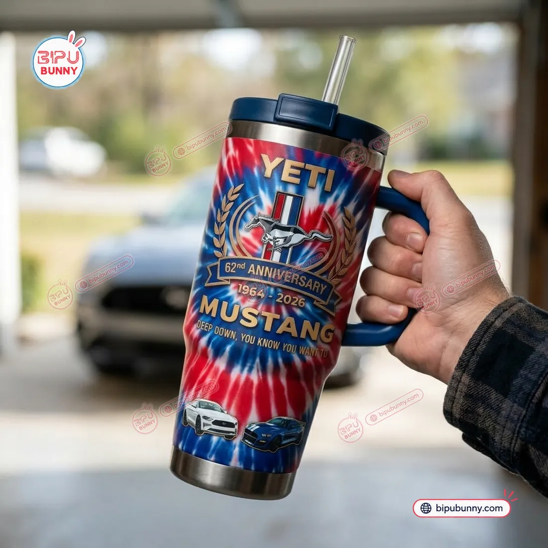 Ford Mustang 62nd Anniversary Handle Tumbler Ford Mustang 62nd Anniversary Handle Tumbler