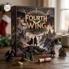 Front view of the Fourth Wing The Empyrean 2026 Advent Calendar box on a wooden table with miniature figures.