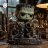 Front view of Frankenstein Monster Halloween diorama figure standing on a laboratory base.