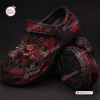 Side view of Freddy Krueger horror slip-on crocs clogs with red and black graphics.