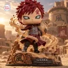 Front view of Gaara Naruto Shippuden Hidden Sand vinyl figure surrounded by swirling sand on a rocky base.