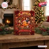Front view of a Garfield And Friends Christmas Advent Calendar on a wooden table with festive decor.