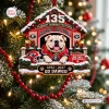 Front view of the Georgia Bulldogs 135th Anniversary Christmas Ornament hanging on a tree.