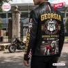 Rear view of the Georgia Bulldogs Football Leather Jacket featuring team graphics and lettering.