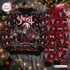 Front view of a black Ghost Band Christmas Sweater and Jogger Set with red plaid pants and holiday graphics.