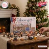 Front view of Gilmore Girls Advent Calendar 2026 box with figurines displayed on table.