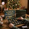 Front view of the Go Pack Go Green Bay Packers Advent Calendar with numbered compartments and ornaments.
