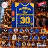 Front view of Golden State Warriors Steph Curry advent calendar with 24 numbered doors and various themed trinkets.