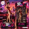 Front view of the Grand Theft Auto VI Ada Wong collectible figure displayed beside its packaging box.